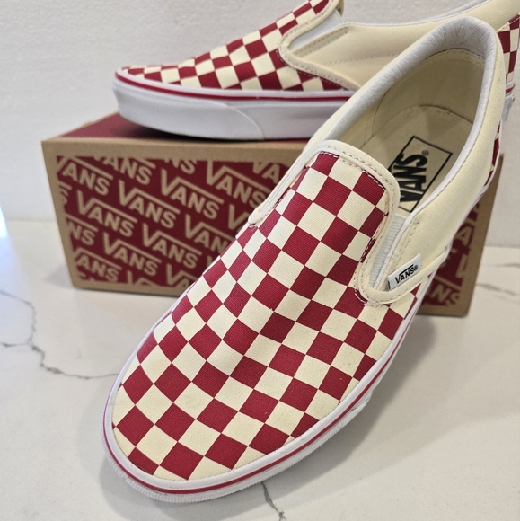 Vans off the wall Classic slip on primary check red and white - Picture 3 of 14